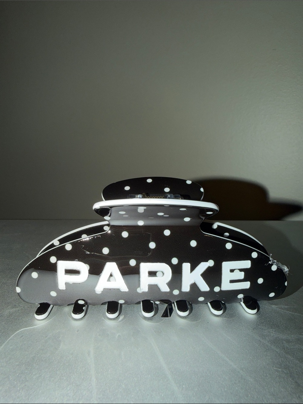 NWT Parke Black + White Polka Dot Claw Clip